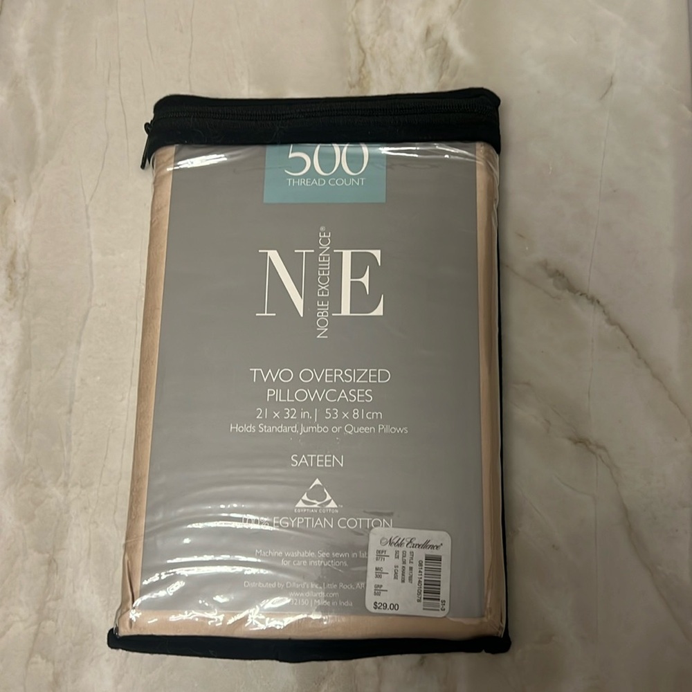 2 Egyptian Cotton, Oversized Pillowcases by Noble Excellence. NEW